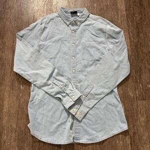 ASOS DESIGN Mens Long Sleeve Chambray Button Down Shirt Light Blue XL Tall